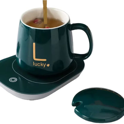 Tasse en céramique avec chauffage, cuillère, température constante 55 degrés, 220V, 400 Ml, vert