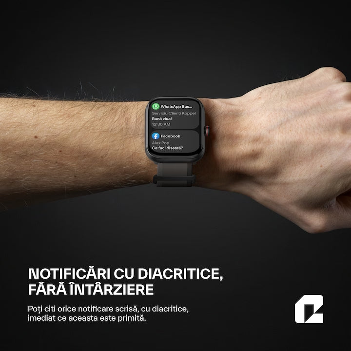 Montre intelligente, Qualtec by Koppel®, intelligente, fitness, sport, étanche, fonction de comptage de pas intelligente, unisexe, notifications, écran 1,91", sans fil, appels Bluetooth 5.3, microphone HD, surveillance du sommeil