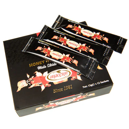 APHRODISIAC MACCUN HONEY HERBAL PASTE, 1 BOX OF 12 SACHETS + BONUS 1 x 12g SACHET POTENCY SUPPLEMENT, 100% NATURAL