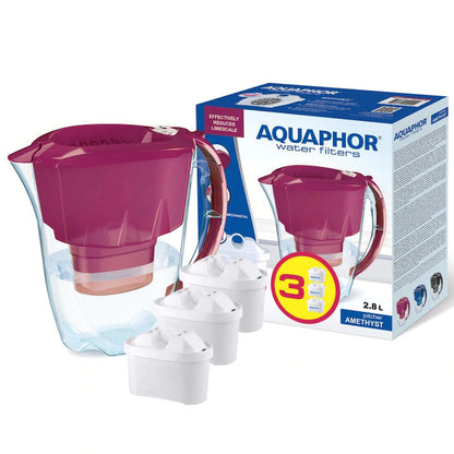 Aquaphor Amethyst Filterbecher mit 3 Filtern, Rot