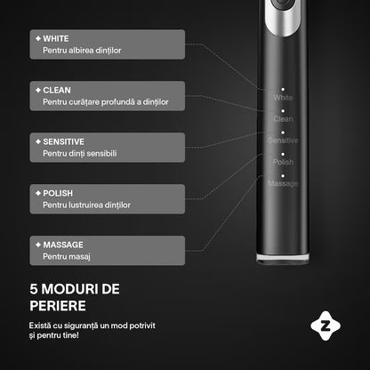 Brosse à dents électrique sonique, pour adultes, enfants, 40 000 pulsations/min, 5 programmes, fonction mémoire, appareil avec minuterie intelligente, 700 mAh, USB-C, IPX7, 8 têtes souples, noir