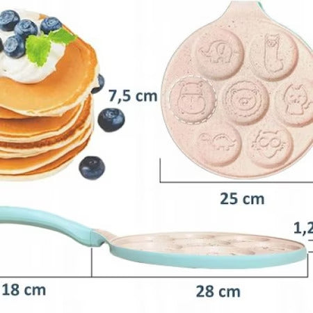 PFANNKUCHENPFANNE INKL. TREND, 7 TIERFORMEN, KERAMIKBESCHICHTETER STAHL, 25 CM DURCHMESSER, FÜR ELEKTROHERDE UND NORMALE HERDE VERWENDBAR