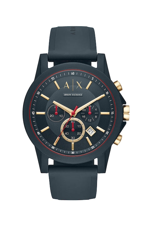 ARMANI EXCHANGE, Outer Banks Silicone Strap Chronograph Watch, Black