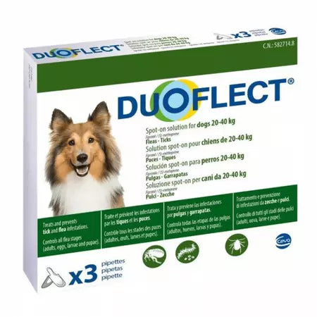 ANTIPARASITÄRE LÖSUNG FÜR HUNDE ZWISCHEN 20-40 KG, DUOFLECT, 3 PIPETTEN