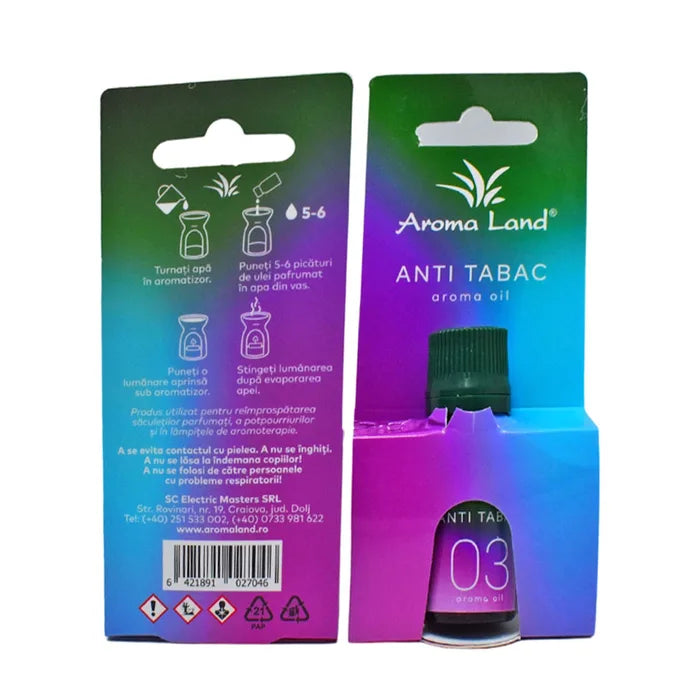 AROMATHERAPY SCENTED OIL , AROMA LAND, ANTI TABAC , ORIENTAL AROMA, 10 ML